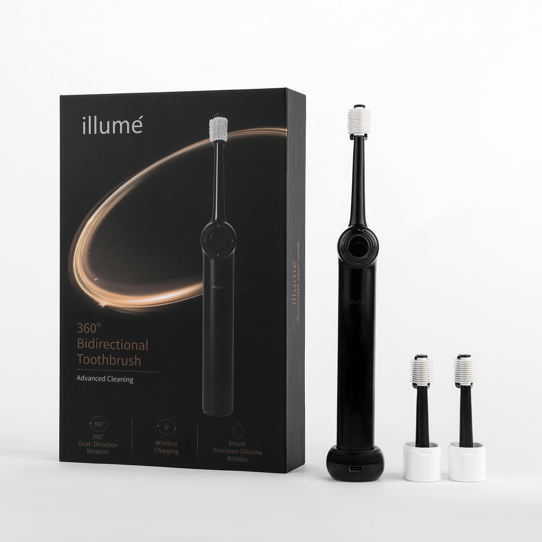 3-in-1 Illumé Toothbrush Oral Kit Black - 4 Pack Bundle