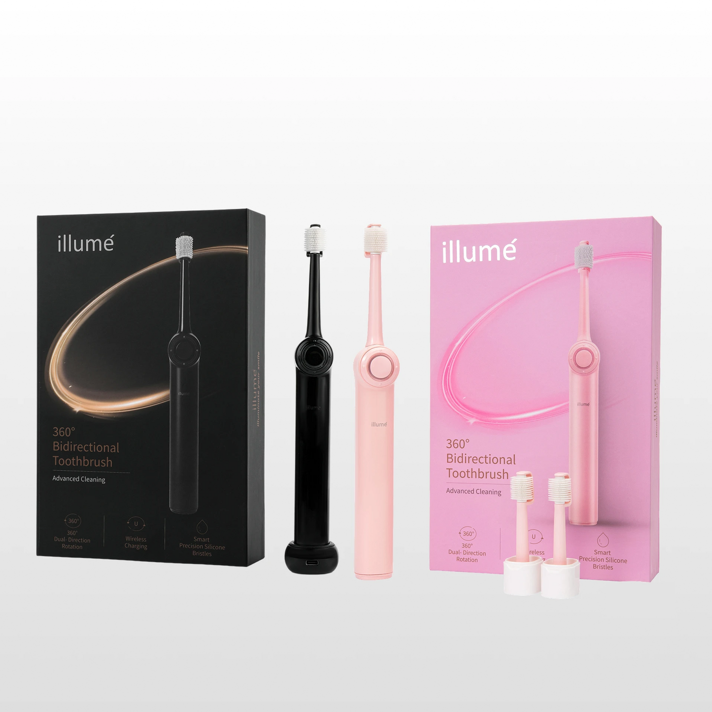 Illume Toothbrush x2 Kits Black & Pink